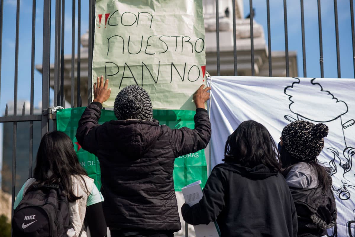 Panazo en plaza de Mayo contra el aumento de la harina y el trigo transgenico HB4