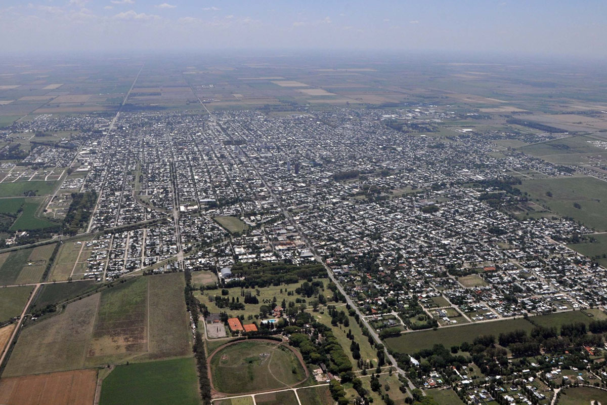 Vista aerea de la ciudad de Rafaela. La justicia anuló la reducción del llimite a las fumigaciones en Rafaela: