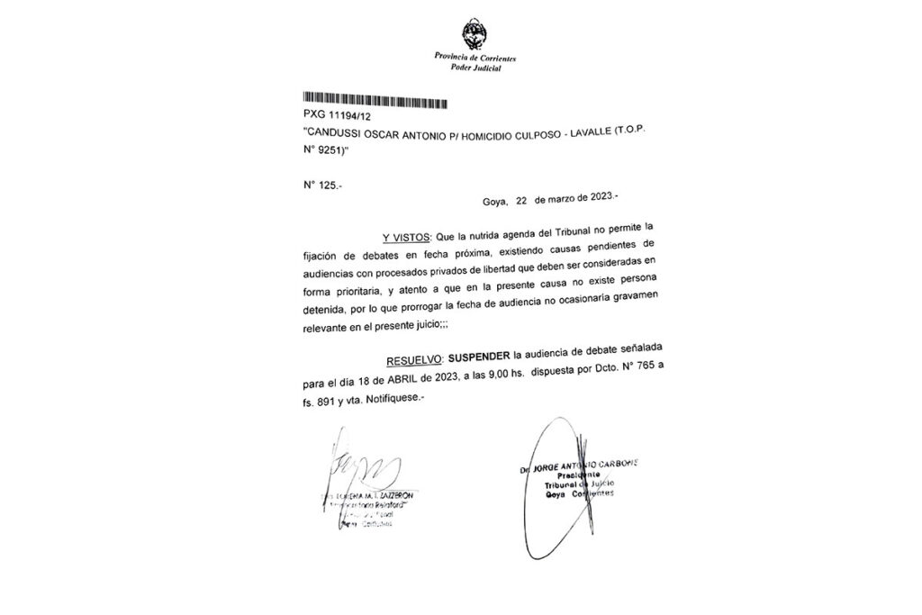 Suspensión de audiencia por el juico en Paraje Puerto Viejo de Lavalle por muerte agrotoxicos en