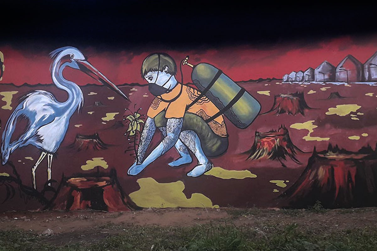 Mural en Salta que grafica la idea de romper el cerco del concenso extractivista