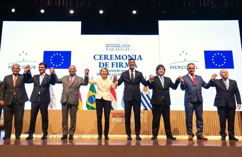 El 17 de enero de 2026, los países del Mercosur y de la Unión Europea firmaron en Asunción, Paraguay, el acuerdo que crea la zona de libre comercio más grande del mundo.