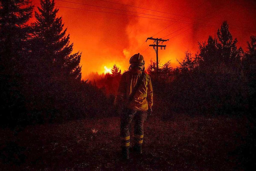 Incendios en Chubut, brigadista