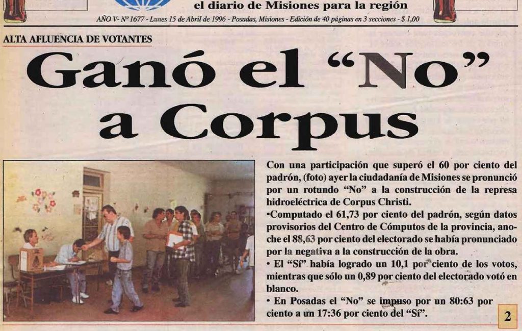 A 30 años del no a Corpus
